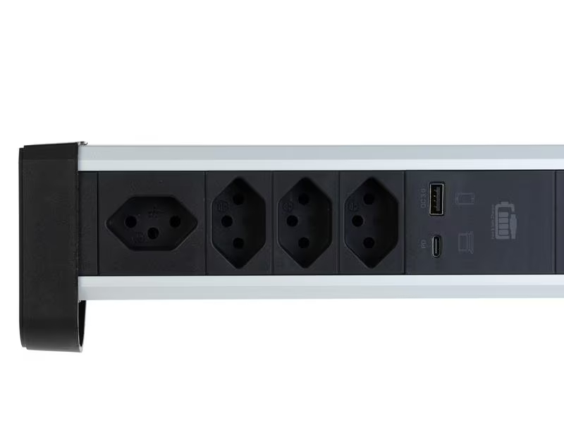 Schönenberger Tischsteckdosenleiste Alu-Office-Line 4 × T13 USB-C/A