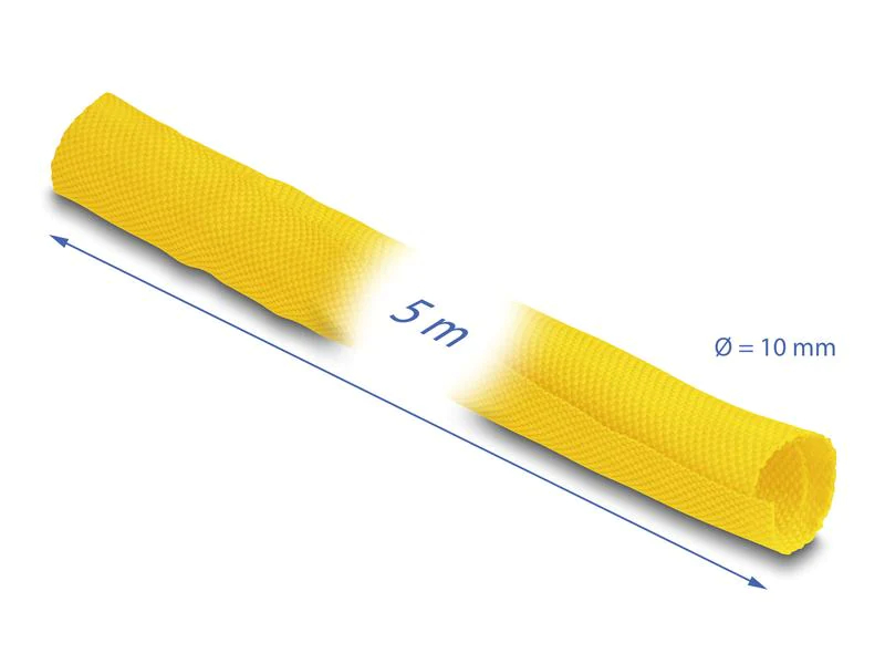 Delock Kabelschlauch selbstschliessend 5 m x 10 mm Gelb, Detailfarbe: Gelb, Breite: 10 mm, Länge: 5 m, Produkttyp: Kabelschlauch, Ausstattung Kabelmanagement: Zuschneidbar, Wiederverwendbar, Verpackungseinheit: 1 Stück