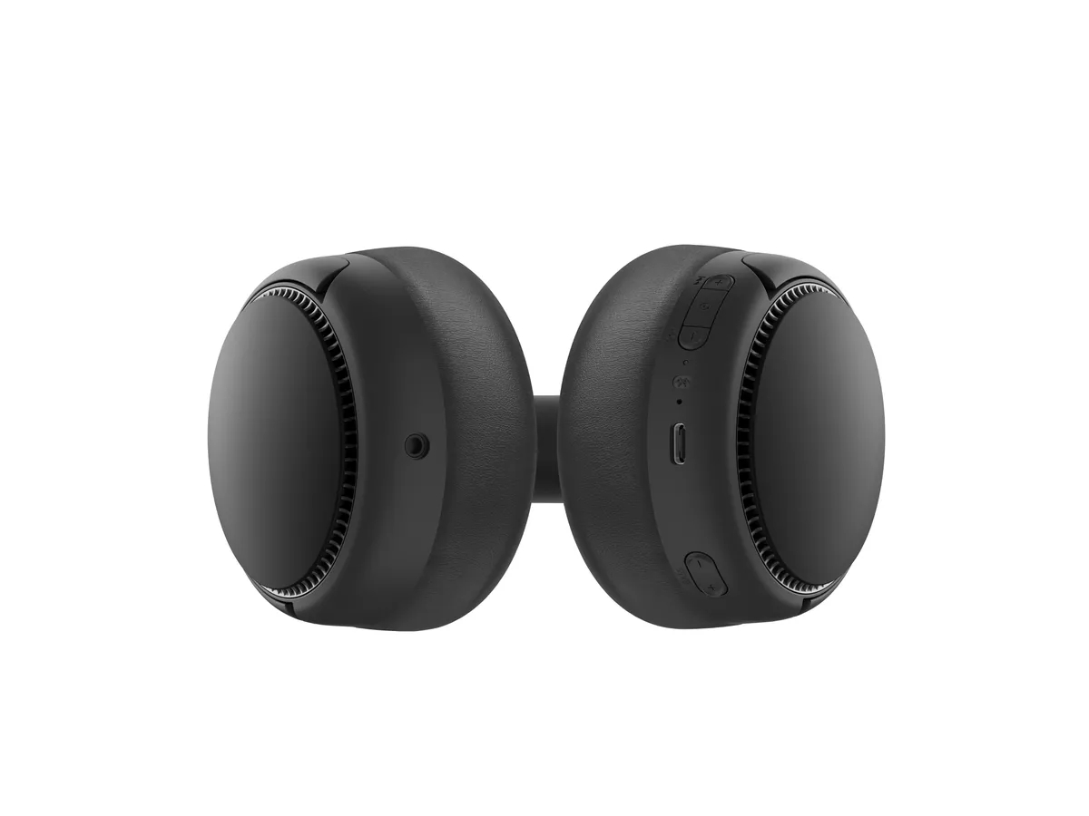 Panasonic Wireless Over-Ear-Kopfhörer RB-M500BE Schwarz, Farbe: Schwarz, Kopfhörer Ausstattung: Anruf-Management, Sprachsteuerung, Verbindungsmöglichkeiten: Bluetooth, Kabelgebunden, Einsatzbereich: Lifestyle, Impedanz: 32 ?, Kopfhörer Trageform: Over