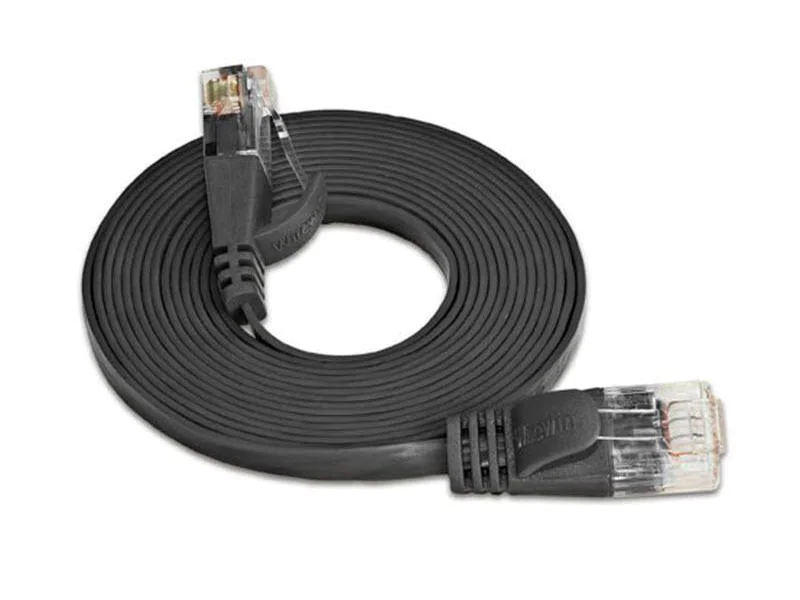 Wirewin Slimpatchkabel Cat 6, UTP, 1 m, Schwarz, Farbe: Schwarz, Form: Flach, Zusatzfunktionen: Mit Klinkenschutz, Längenaufdruck auf Stecker, Länge: 1 m, Anschlüsse LAN: RJ45 - RJ45, Produkttyp: Slimpatchkabel