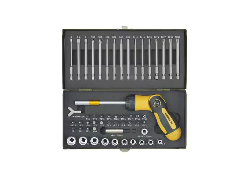 Proxxon Industrial Ratschen-Set 54-teilig, Anzahl Teile: 54 Stück, Produkttyp: Werkzeug-Set, Werkzeugtyp: Bit; Ratsche
