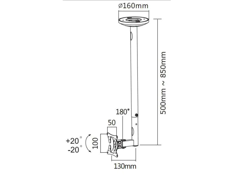 FPMA-C050SILVER 10-30" NewStar Flatscreen Ceiling Mount (Height: 60-85 cm) Silver