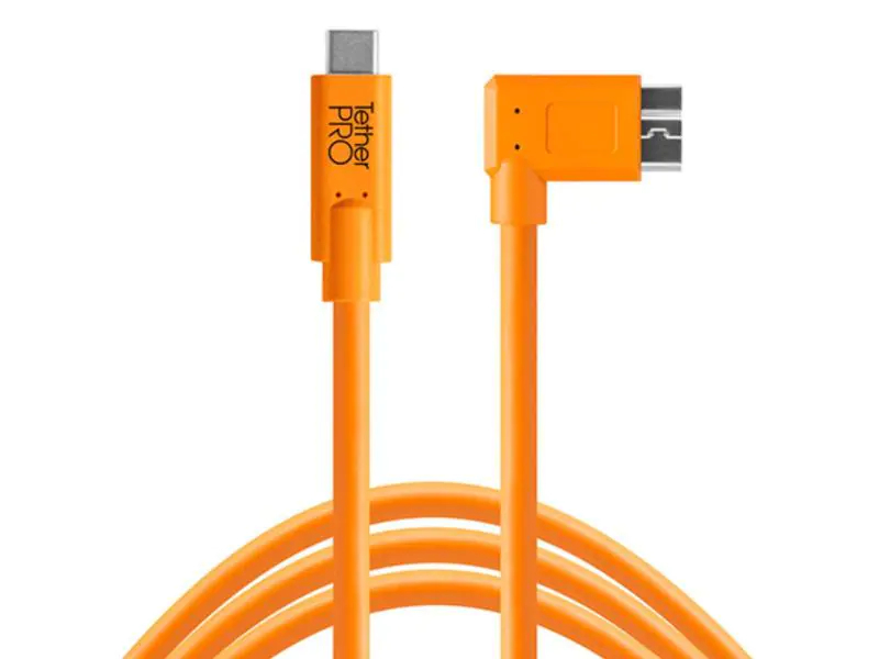 Tether Tools Kabel USB-C 3.0 ? Micro-B Right Angle 4.6 Meter ? orange, Zubehörtyp: Kabel
