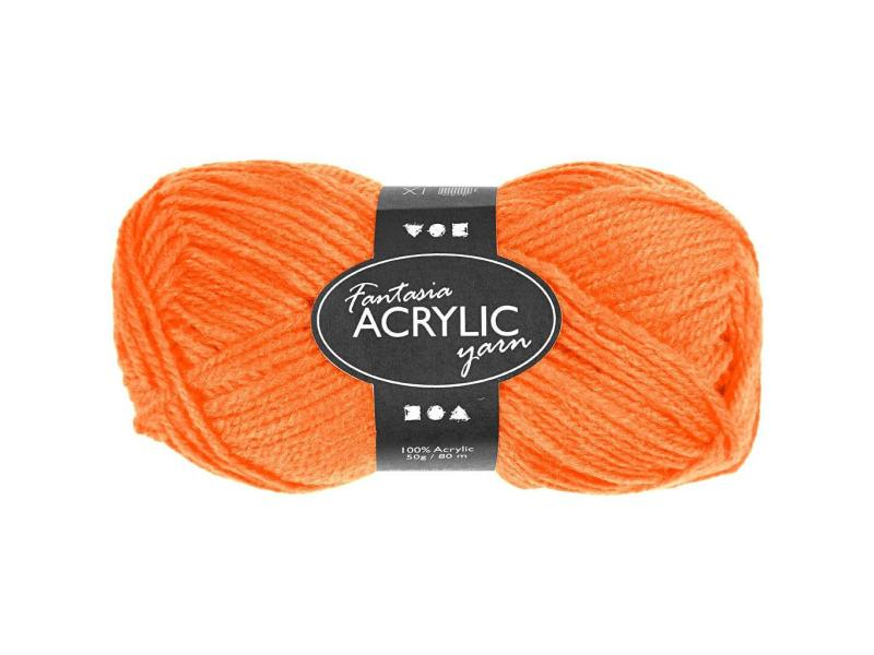 Creativ Company Wolle Acryl 50 g Neonorange, Packungsgrösse: 1 Stück, Länge: 80 m, Material: Wolle, Acryl, Farbe: Neonorange, Waschbar bei: 40 °C, Nadelstärke: 4 mm