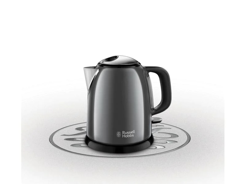 Russell Hobbs Wasserkocher 24993-70 Colours Plus 1 l, Grau, Farbe: Grau, Leistungsaufnahme Betrieb: 2400 W, Material: Edelstahl; Kunststoff, Füllmenge: 1 l, Ausstattung: 360 Grad Sockel; Kontrolleuchten; Deckelverriegelung; Wasserstandsanzeige; Kalkfilte