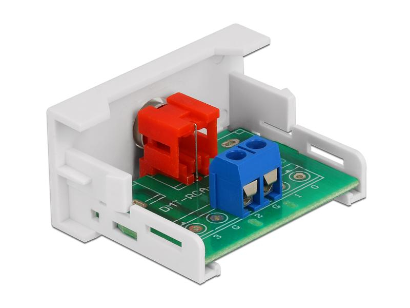 Delock Easy 45 Modul 22.5 x 45 mm Spezial - Cinch, Kabeltyp: Adapter, Audioanschluss Seite A: Spezial, Audioanschluss Seite B: Cinch, Audiokanäle: 1