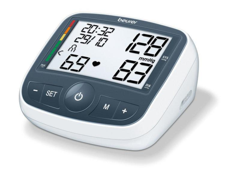 Beurer Blutdruckmessgerät BM40 mit Netzteil, Messpunkt: Oberarm, Erkennung einer möglichen Herzrhythmus-Störung, WHO-Einstufung, Batterie- und Netzbetrieb