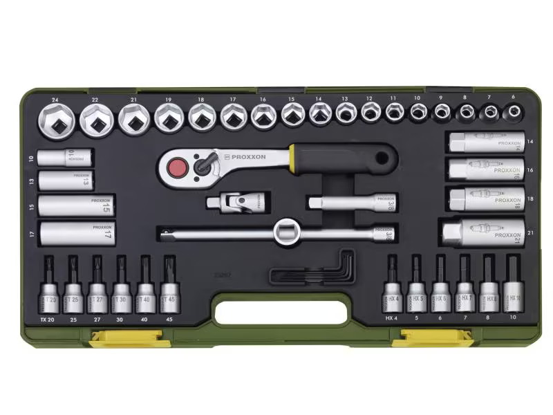 Proxxon Industrial Steckschlüssel-Set 3/8" 47-teilig, Schraubenziehertyp: Torx; Innensechskant; Winkelschlüssel