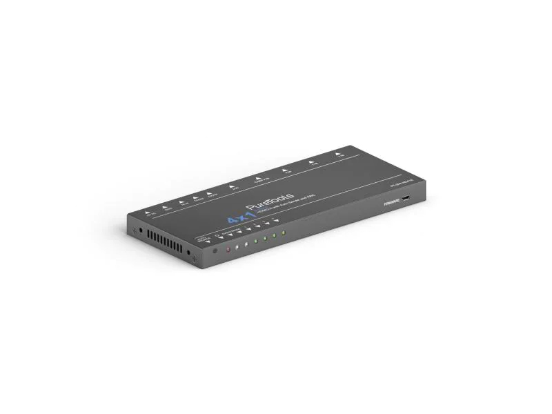 PureTools Switcher PT-SW-HD41E HDMI, Stromversorgung: 5 V DC, Max. Auflösung: 3840 x 2160 (Ultra HD 4K), Anzahl Eingänge: 4 ×, Anzahl Ausgänge: 1 ×, Eingänge: 3.5 mm Klinke, HDMI, Ausgänge: HDMI, 3.5 mm Klinke