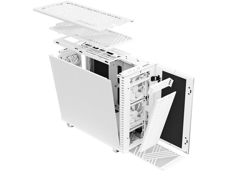 Fractal Design PC-Gehäuse Define 7 Weiss, Unterstützte Mainboards: E-ATX, ATX, Mini-ITX, Micro-ATX, Gehäuse Bauart: Mid-Tower, Detailfarbe: Weiss, Anzahl Lüfterplätze: 9, Sichtfenster: Nein, Netzteil vorinstalliert: Nein