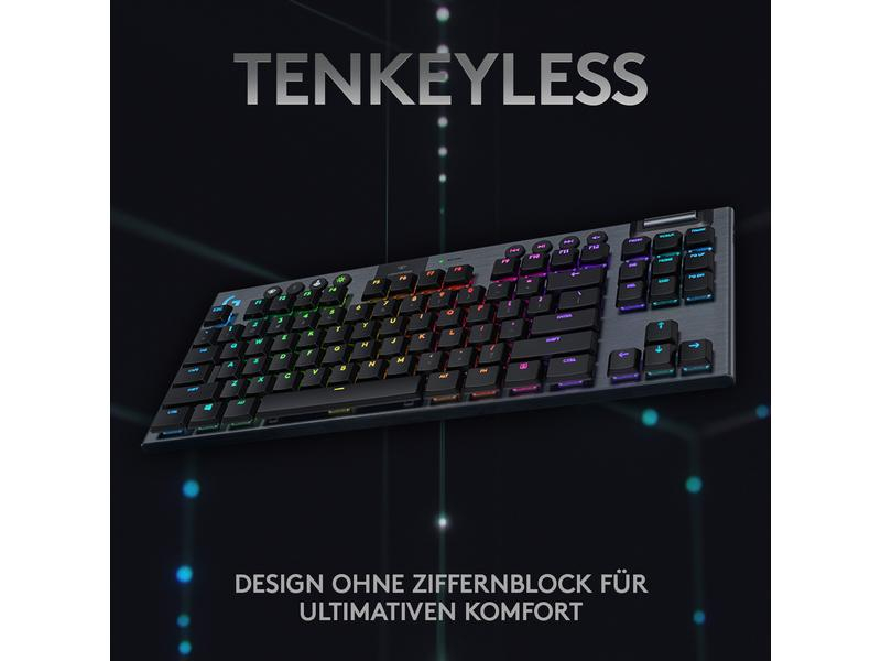 G915 TKL Tenkeyless LIGHTSPEED Wireless RGB Mechanical Gaming Keyboard - GL Tactile - CARBON - CH