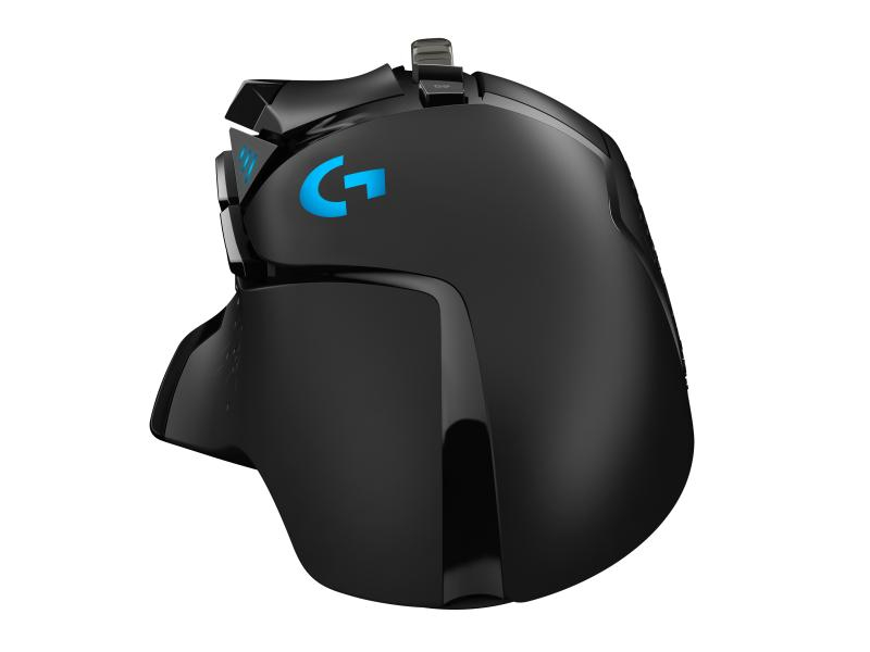 Logitech Gaming-Maus G502 HERO, Maus-Typ: Gaming, Bedienungsseite: Rechtshänder, Maus Features: Daumentaste; Scrollrad; Beleuchtung; Herausnehmbare Gewichte; Umschaltbare DPI-Auflösung, Farbe: Schwarz, Verbindungsart: Verkabelt, Schnittstelle: USB