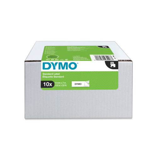 DYMO D1 Schriftbandkassette schwarz/weiß, 9 mm x 7 m, 10er