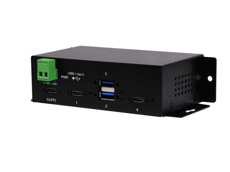 Exsys USB-Hub EX-1274HMV, Stromversorgung: USB; Terminal Block, Anzahl Ports: 4, Farbe: Schwarz, USB Standard: 3.1 Gen 2 (10 Gbps)