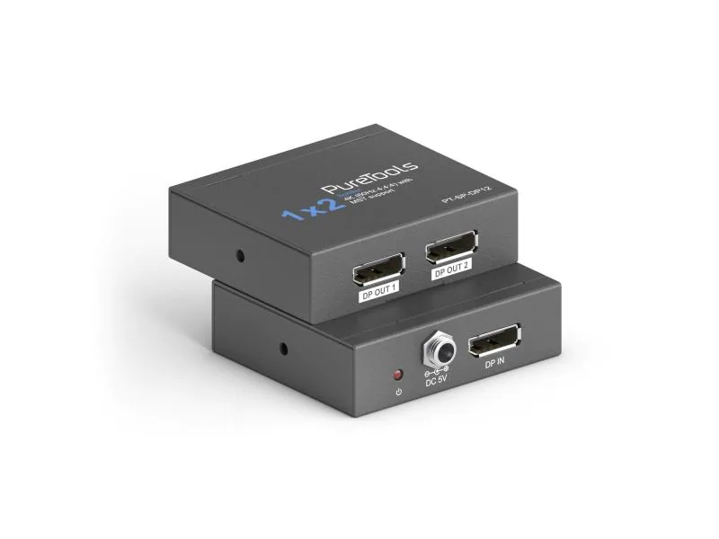 PureTools Splitter PT-SP-DP12 DisplayPort, Stromversorgung: 5 V DC, Max. Auflösung: 3840 x 2160 (Ultra HD 4K), Anzahl Eingänge: 1 ×, Anzahl Ausgänge: 2 ×, Eingänge: DisplayPort, Ausgänge: DisplayPort