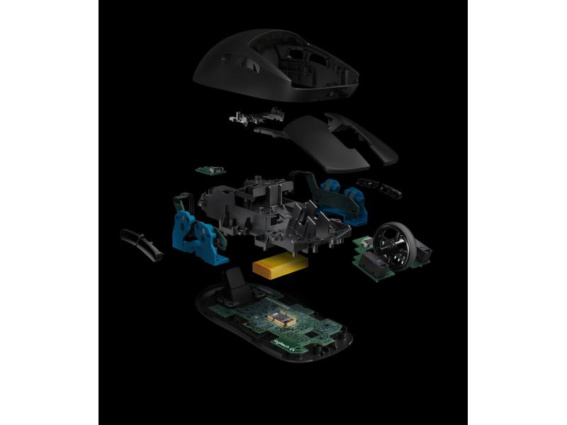 Logitech Gaming-Maus G Pro Wireless Lightspeed, Maus-Typ: Gaming, Bedienungsseite: Universal, Maus Features: Beleuchtung; Daumentaste; Batteriestandsanzeige; Integrierter Speicher; Scrollrad, Farbe: Schwarz, Verbindungsart: Kabellos; Verkabelt, Schnittste