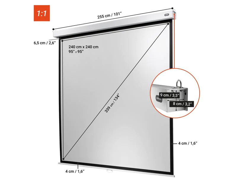 Celexon Rollo-Leinwand Professional Plus 200x125 cm 16:10, Leinwandtyp: Rollo-Leinwand, Bildbreite: 200 cm, Bildhöhe: 125 cm, Format: 16:10, Gewicht: 10 kg, Fernbedienung: Nein