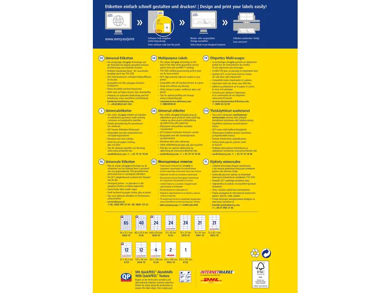 Avery Zweckform Universal-Etiketten 6122 70 x 36 mm