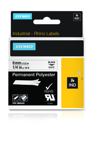 DYMO Polyester-Schriftband, Breite: 6 mm, weiß