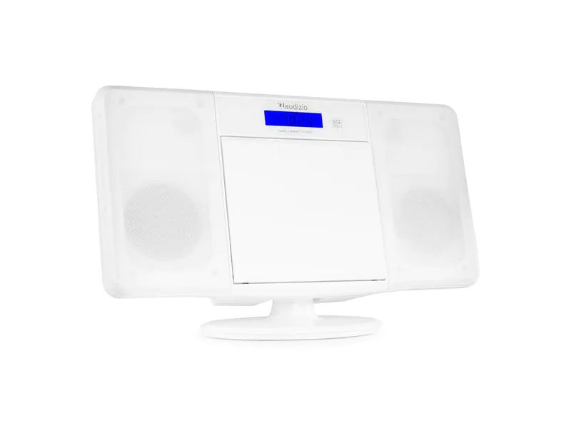 Audizio Radio/CD-Player Nimes Weiss, Radio Tuner: FM, Stromversorgung: Netzbetrieb, Detailfarbe: Weiss, Ausstattung: Fernbedienung, USB, FM Radio, Weckfunktion, Alarm, Bedientasten, Bluetooth, Kopfhöreranschluss, Senderspeicher, CD-Player, AUX-Anschluss,