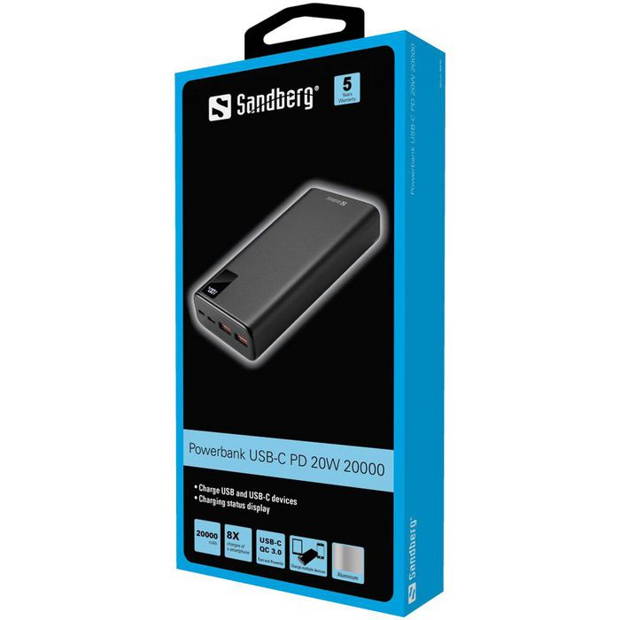 SANDBERG Powerbank USB-C PD 20W 20000