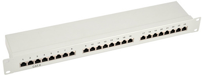 LogiLink 19" Patch Panel Kat.6 EconLine, 16 Ports, lichtgrau