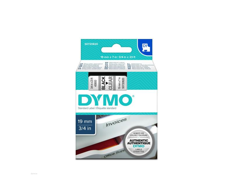 DYMO Schriftband D1 schwarz/transp. S0720820 19mm/7m