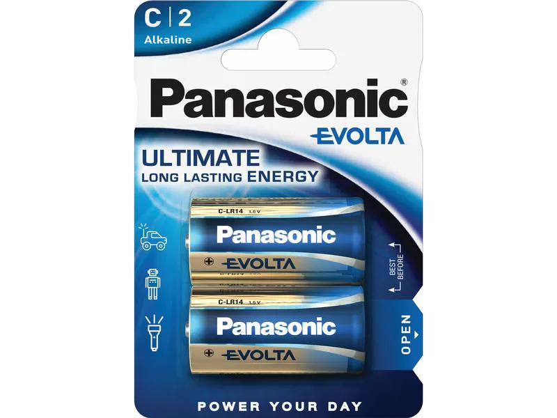 Panasonic Batterie Alkaline EVOLTA Type C 2 Stück, Batterietyp: C, Verpackungseinheit: 2 Stück