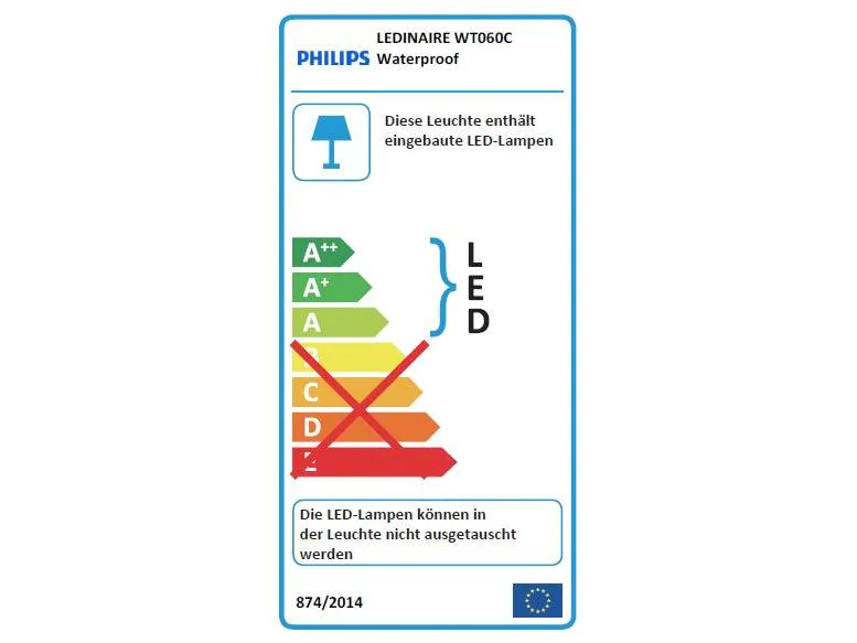 Philips Professional Feuchtraumleuchte Ledinaire 840 PSU L1500 46W, Farbwiedergabeindex CRI: 80, Lichtfarbe: Neutralweiss, Lichtausbeute: 120 lm/W, Gesamtleistung: 46 W, Leuchtmittel Technologie: LED, Dimm-Art: nicht dimmbar