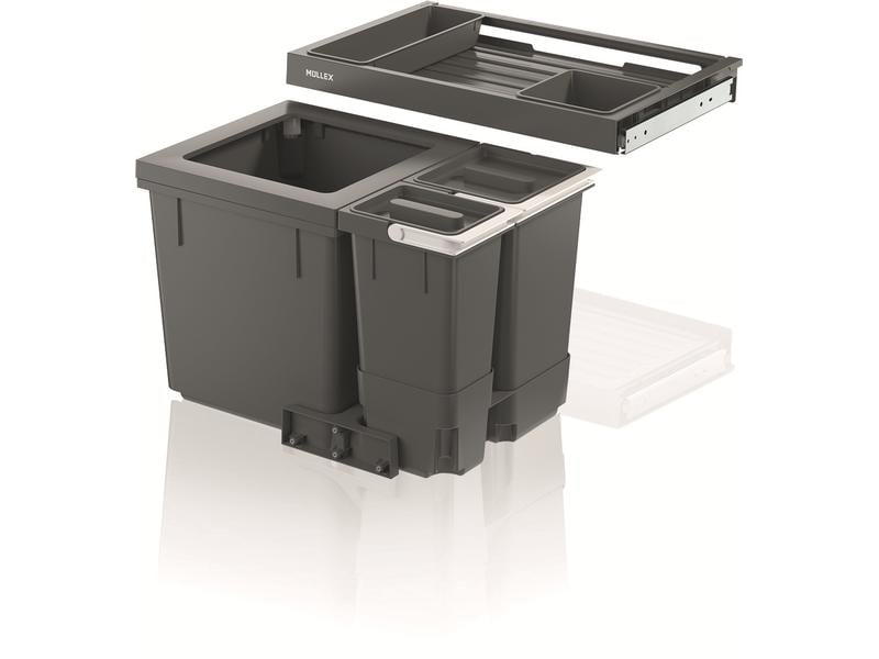 Müllex Abfallsystem X-LINE System X60 M5 Premium, Fassungsvermögen: 51.7 l, Anzahl Behälter: 6, Material: Kunststoff, Form: Quadratisch, Detailfarbe: Elfenbein, Anthrazit