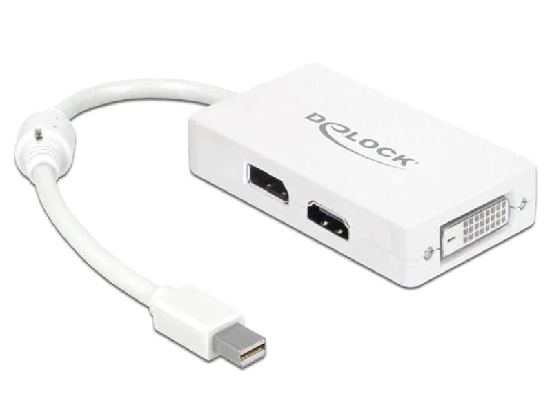 Monitoradapter Mini-Displayport zu HDMI,DVI und Displayport, für Apple Mac Notebook, weiss, 18cm