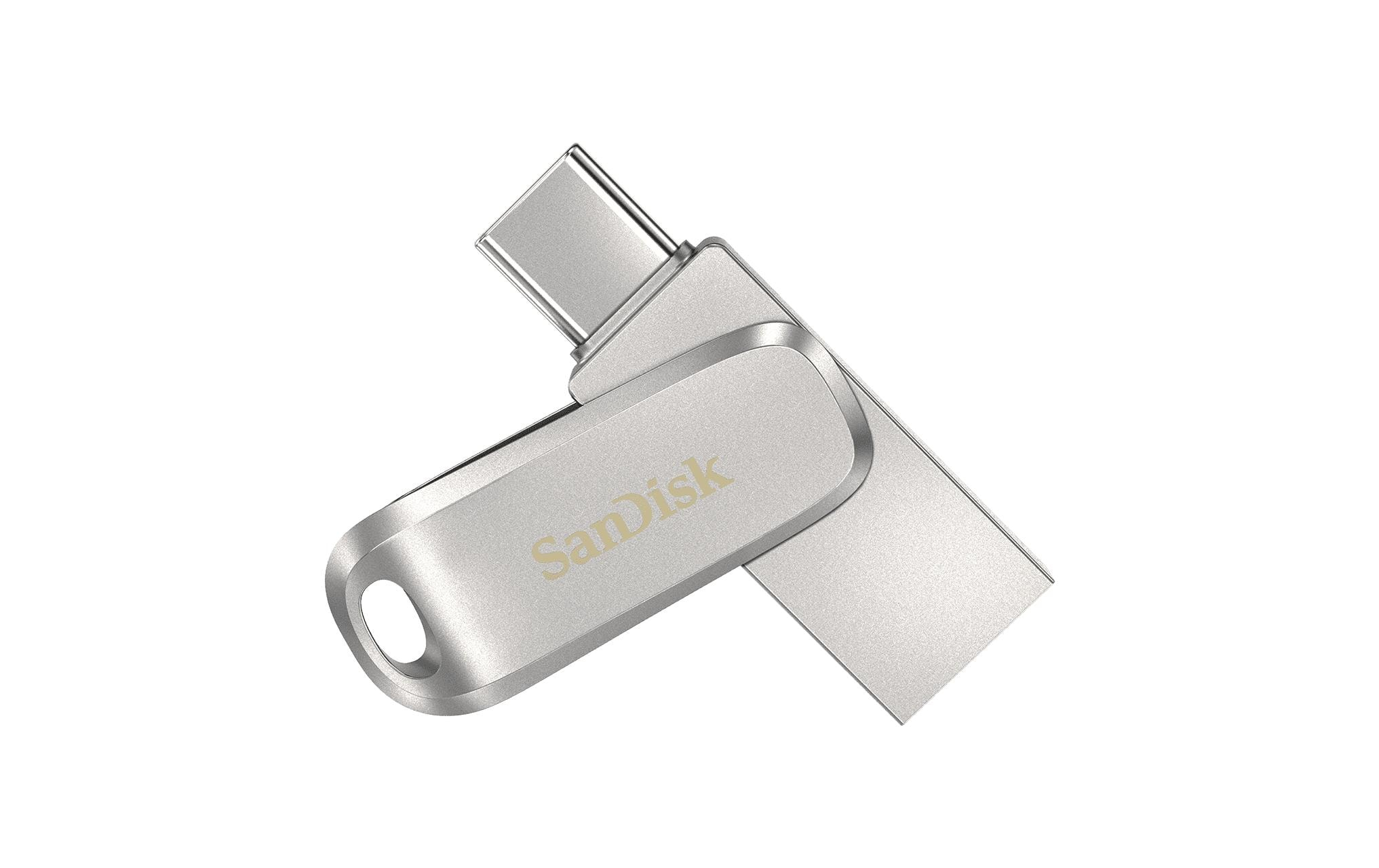 SanDisk USB-Stick Ultra Dual Luxe USB Type-C, 128 GB, Lesen: 150 MB/s, Metall, Grau