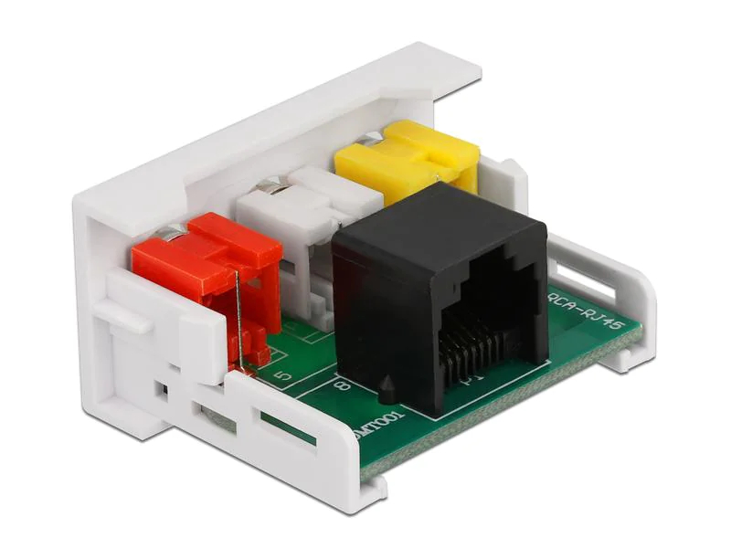 Delock Easy 45 Modul 22.5 x 45 mm Spezial - Cinch, Kabeltyp: Adapter, Audioanschluss Seite A: Spezial, Audioanschluss Seite B: Cinch, Audiokanäle: 3