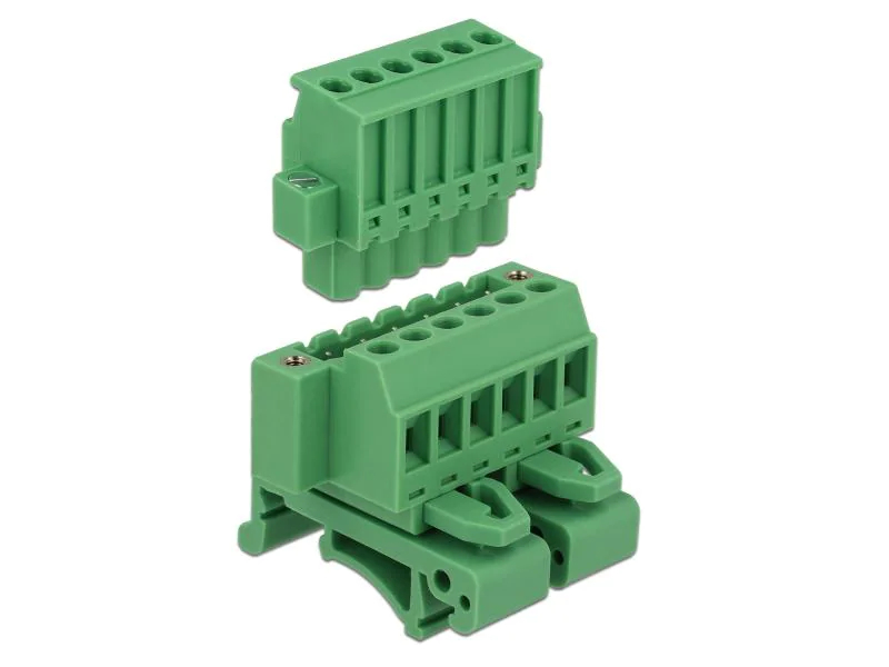 Delock Hutschiene Terminalblock 6Pin, mit Schraubverriegelung, Montage: DIN-Rail