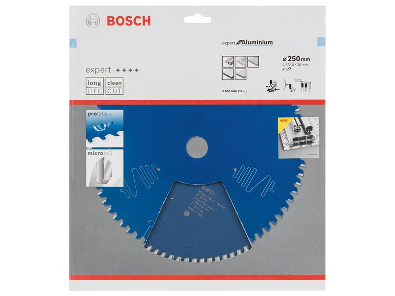 Bosch Professional Kreissägeblatt Expert Aluminium, 25 cm x 3 cm x 0.28 cm, 80, Zubehörtyp: Kreissägeblatt, Verpackungseinheit: 1 Stück, Für Material: Aluminium