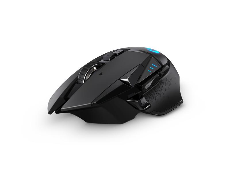 Logitech Gaming-Maus G502 Lightspeed Wireless, Maus Features: Daumentaste; Scrollrad; RGB-Beleuchtung; Herausnehmbare Gewichte; Hyperschnelles Scrollen; Programmierbare Tasten, Bedienungsseite: Rechtshänder, Farbe: Schwarz, Gewicht: 114 g, Anzahl Tasten: