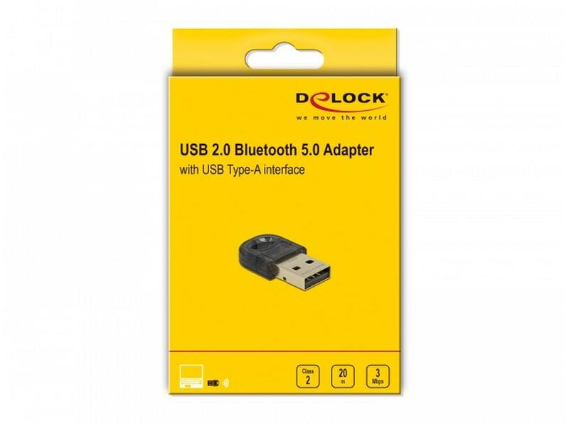Delock USB-Bluetooth-Adapter 61012 USB 2.0 - Bluetooth 5.0, WLAN: Nein, Schnittstelle Hardware: USB, Bluetooth-Version: 5.0