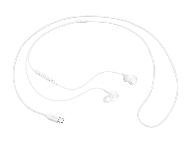 Samsung USB Type-C In-Ear-Kopfhörer EO-IC100, Verbindungsmöglichkeiten: USB Typ-C, Farbe: Weiss, Impedanz: 32 ?, Kopfhörer Trageform: In-Ear, Kopfhörer Bauform: Halboffen, Einsatzbereich: Lifestyle, Kopfhörer Ausstattung: Inline-Fernbedienung; Anruf-