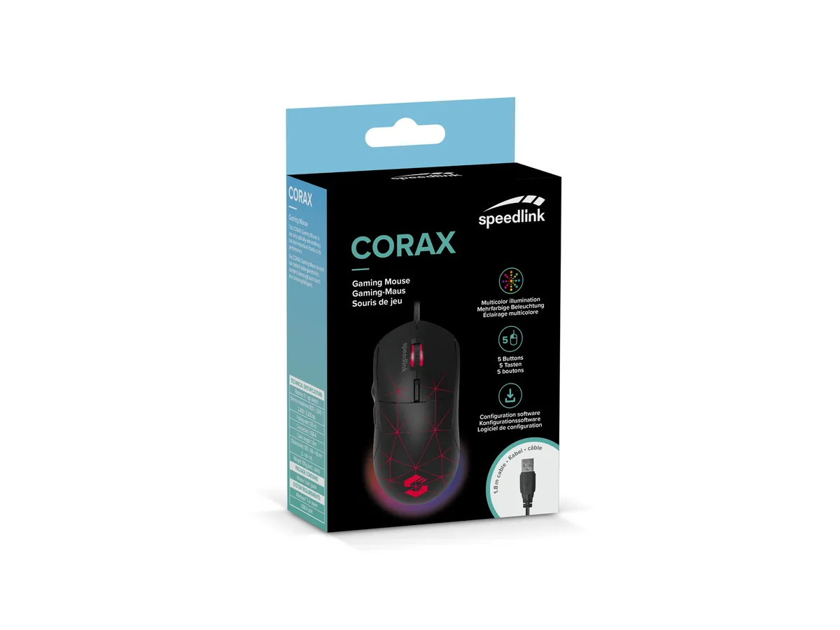 SPEEDLINK CORAX Gaming Mouse, Wired SL-680003-BK Black