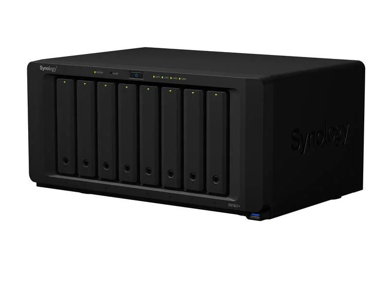 Synology NAS Diskstation DS1821+ 8-bay, Anzahl Laufwerkschächte: 8, Schacht abschliessbar: Nein, Speicherkapazität: 0 TB, Arbeitsspeicher erweiterbar: Ja, Schnittstellen: Type-C USB 3.2 Gen 1 (USB 3.0/USB 3.1), eSATA, RAID: Ja