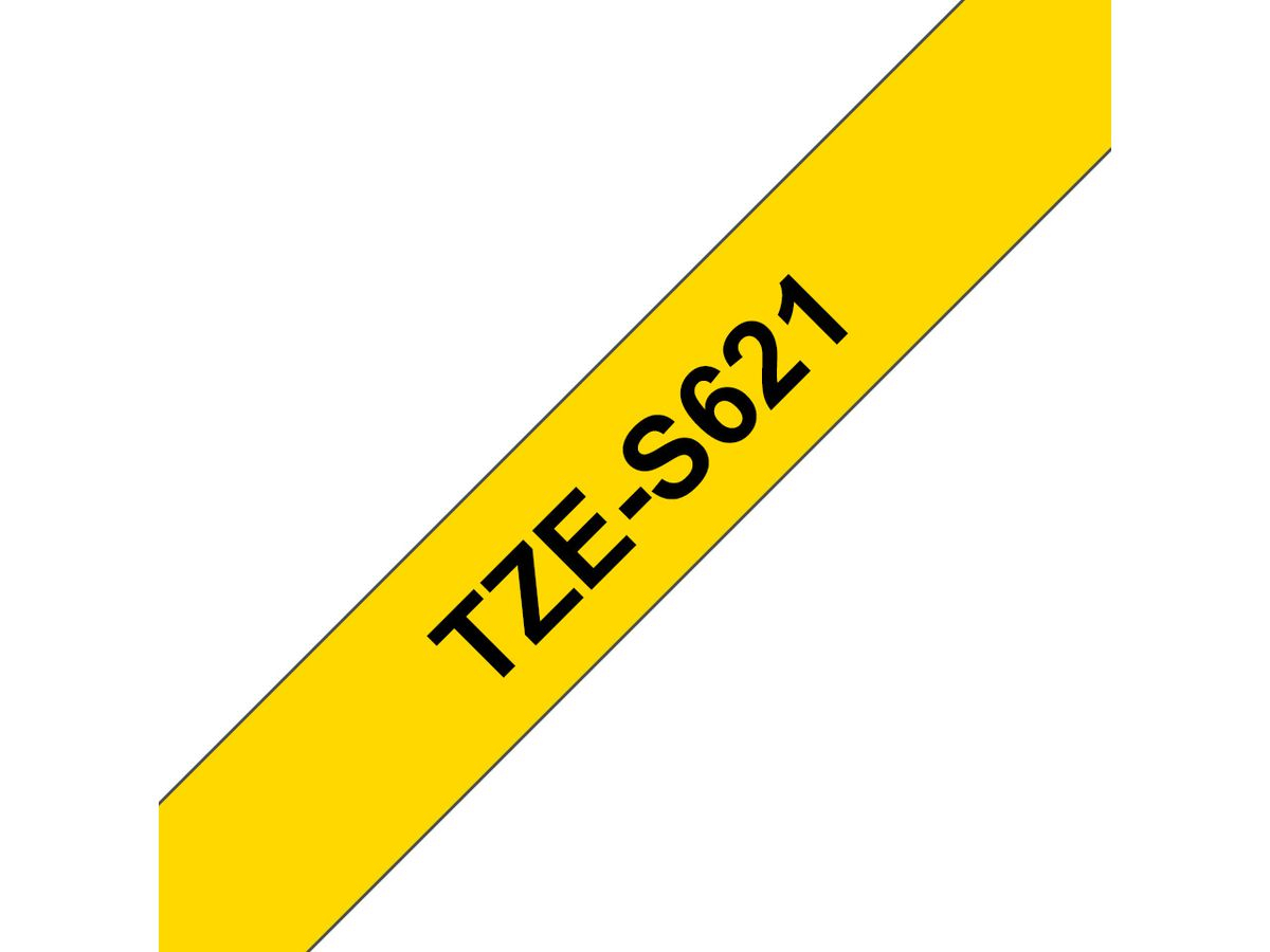 Brother Beschriftungsband TZe-S621 Schwarz auf Gelb 9 mm