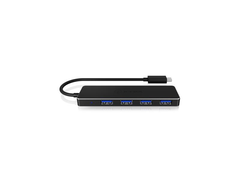 ICY BOX USB-Hub IB-HUB1410-C3, Stromversorgung: USB, Anzahl Ports: 4, Farbe: Schwarz, USB Standard: 3.0