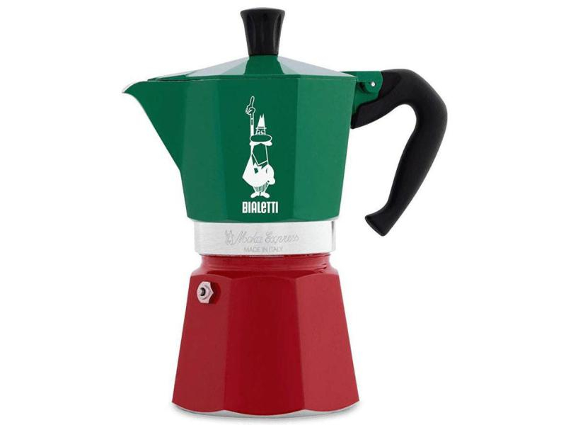 Bialetti Espressokanne Italia Moka Express 6 Tassen, Betriebsart: Manuell, Kompatible Kochfelder: Ceran; Eisenplatten; Elektrisch; Feuer; Gas; Glaskeramik; Halogen; Keramik, Farbe: Grün; Rot; Weiss, Anzahl Tassen: 6 ×