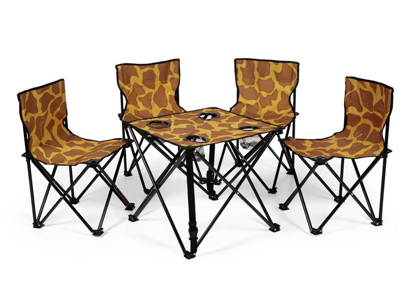 Zebraffo Camping-Sitzgarnitur Giraffe 5er Kids, Anzahl Sitzplätze: 4, Gewicht: 15 kg, Ausziehbar: Nein, Zusammenklappbar: Ja, Farbe: Braun, Gelb, Sportart: Camping