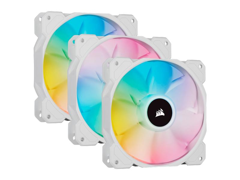 CORSAIR SP Series, White SP120 RGB ELITE, 120mm RGB LED Fan with AirGuide, Triple Pack with Lighting
