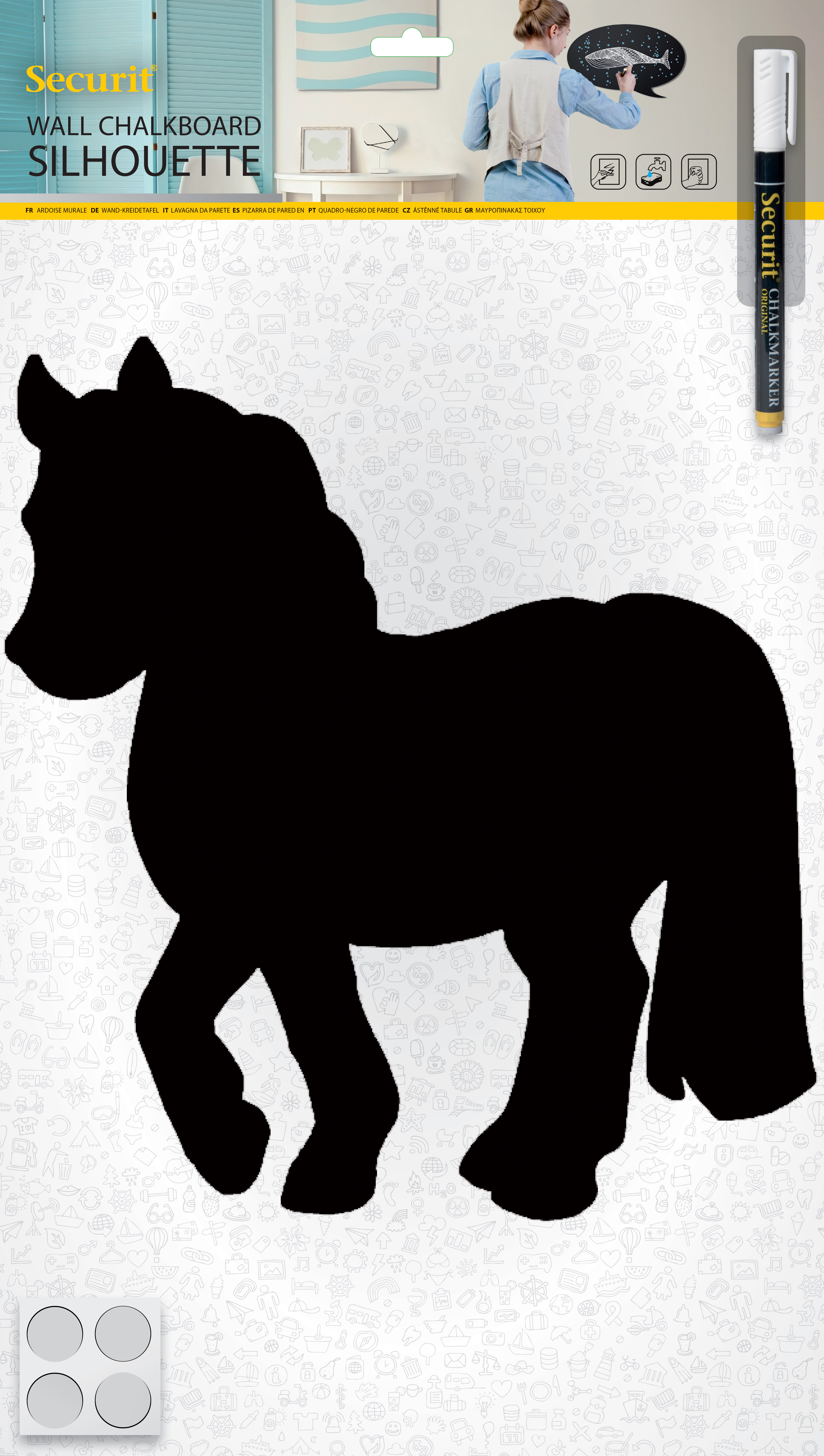 SECURIT Kreidetafel HORSE FB-HORSE schwarz 33.2x28.2x0.3cm