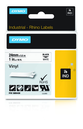 RHINO BAND IND VINYL 24MM/5.5M Weiß / Schwarz, 24mm x 5.5m  NMS