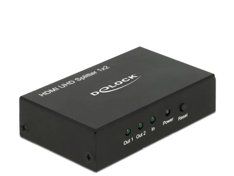 DeLock 2-Port Signalsplitter HDMI - HDMI 4K/60Hz, Anzahl Ports: 2, Signalverstärkung: Aktiv, Schnittstellen: HDMI Typ A