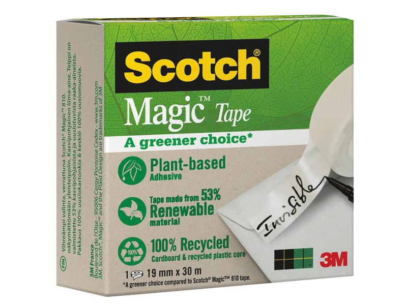 3M Klebeband Scotch Magic A greener choice 19 mm x 30 m, Breite: 19 mm, Länge: 33 m, Verpackungseinheit: 1 Stück, Farbe: Weiss, Klebehaftung: Permanent, Art: Klebeband