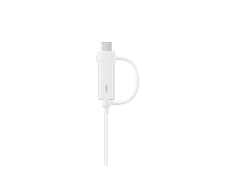 Samsung USB-Kabel USB A - Micro-USB B/USB C 1.5 m, Kabeltyp: Multiadapterkabel, Farbe: Weiss, USB Standard: 2.0 (480 Mbps), Länge: 1.5 m, USB Anschluss 2 (Endgerät): Micro-USB B, USB C, Geschlecht Anschluss 2 (Endgerät): Male (Stecker)